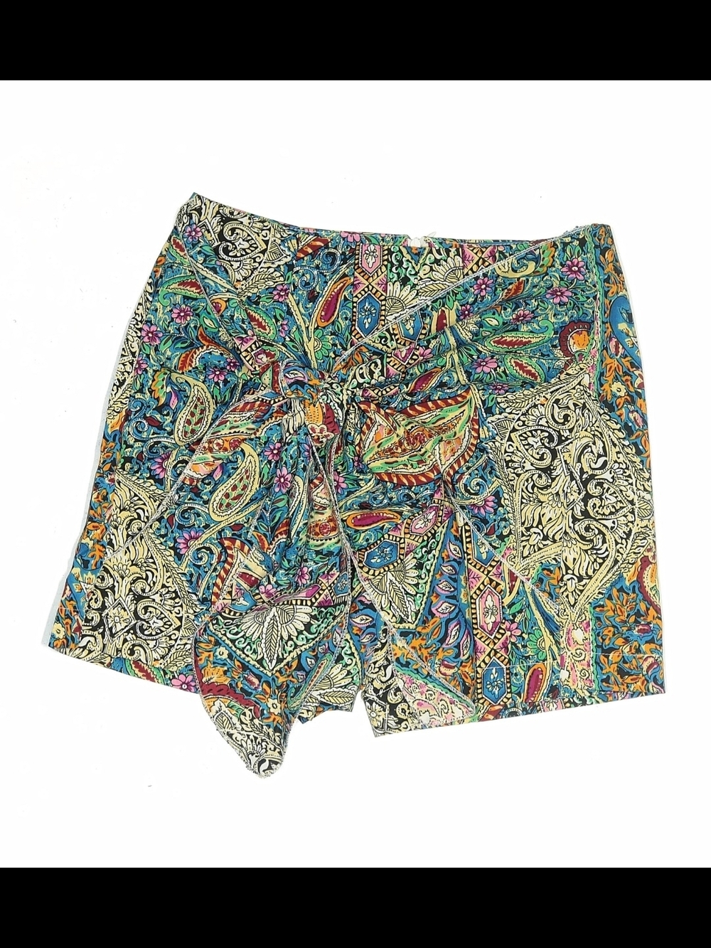 Women’s Multicolor Paisley Tie-Front Shorts
